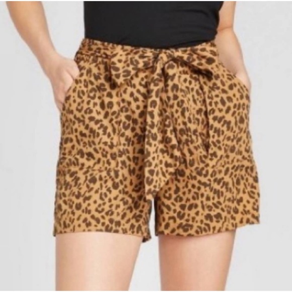 A NEW DAY | ANIMAL PRINT LEOPARD CINCHED WAIST DRESSY SHORT SHORTS WOMEN SIZE XS - Picture 16 of 17